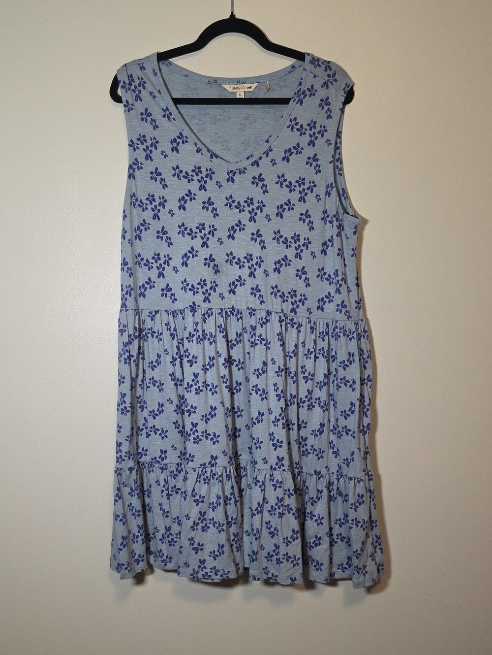 Toad&Co Light Blue Mini Dress with Navy Floral Print